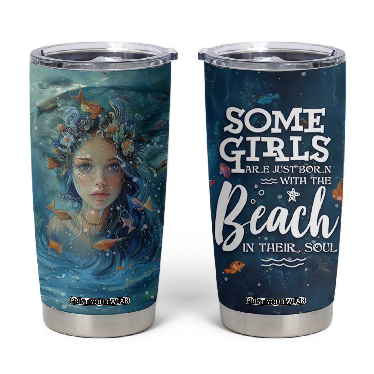 Beach Lovers Gifts For Women Tumbler Cup Some Girls Are Just Born With The Beach In Their Souls TB10 Navy Print Your Wear