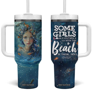 Beach Lovers Gifts For Women Tumbler With Handle Some Girls Are Just Born With The Beach In Their Souls TB10 One Size: 40 oz Navy Print Your Wear
