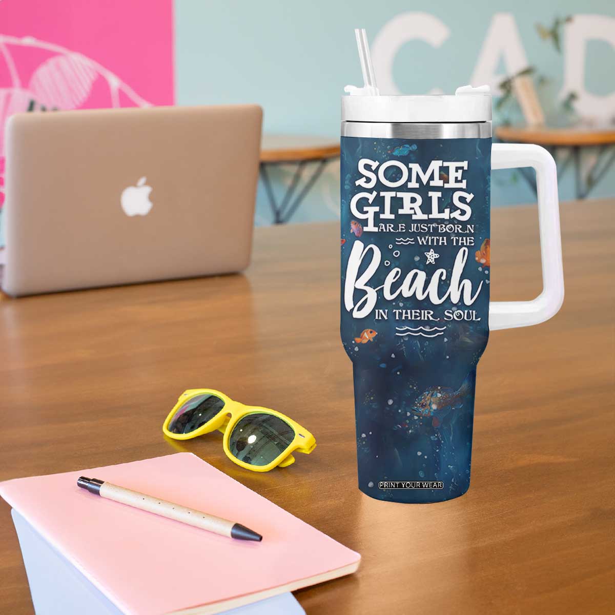 Beach Lovers Gifts For Women Tumbler With Handle Some Girls Are Just Born With The Beach In Their Souls TB10 Print Your Wear