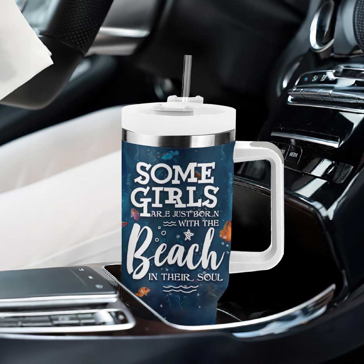 Beach Lovers Gifts For Women Tumbler With Handle Some Girls Are Just Born With The Beach In Their Souls TB10 Print Your Wear
