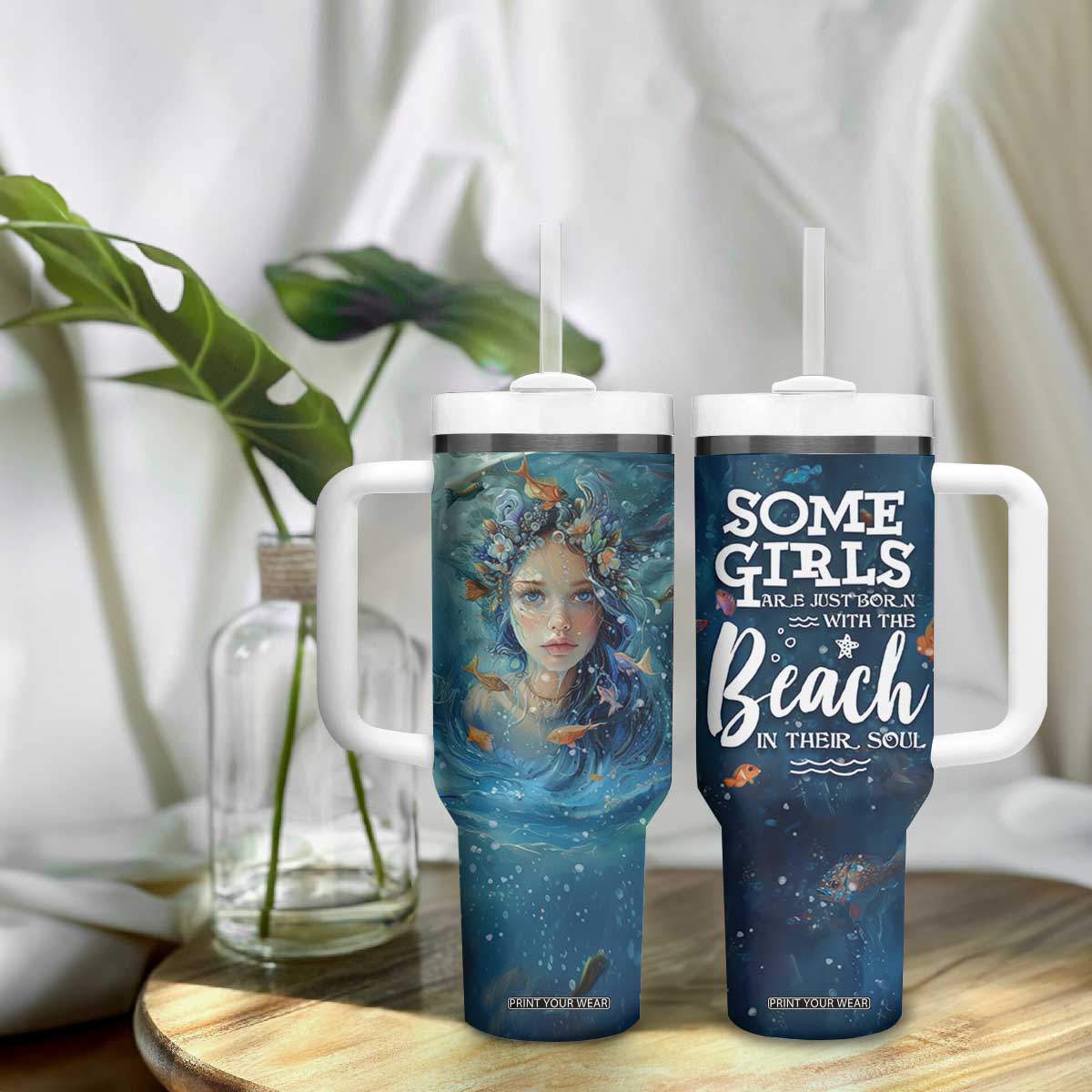 Beach Lovers Gifts For Women Tumbler With Handle Some Girls Are Just Born With The Beach In Their Souls TB10 Print Your Wear
