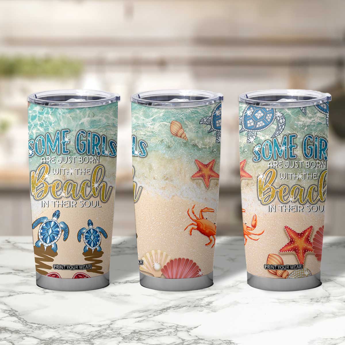 Beach Gifts For Women Tumbler Cup Some Girls Are Just Born With The Beach In Their Souls TB10 Print Your Wear