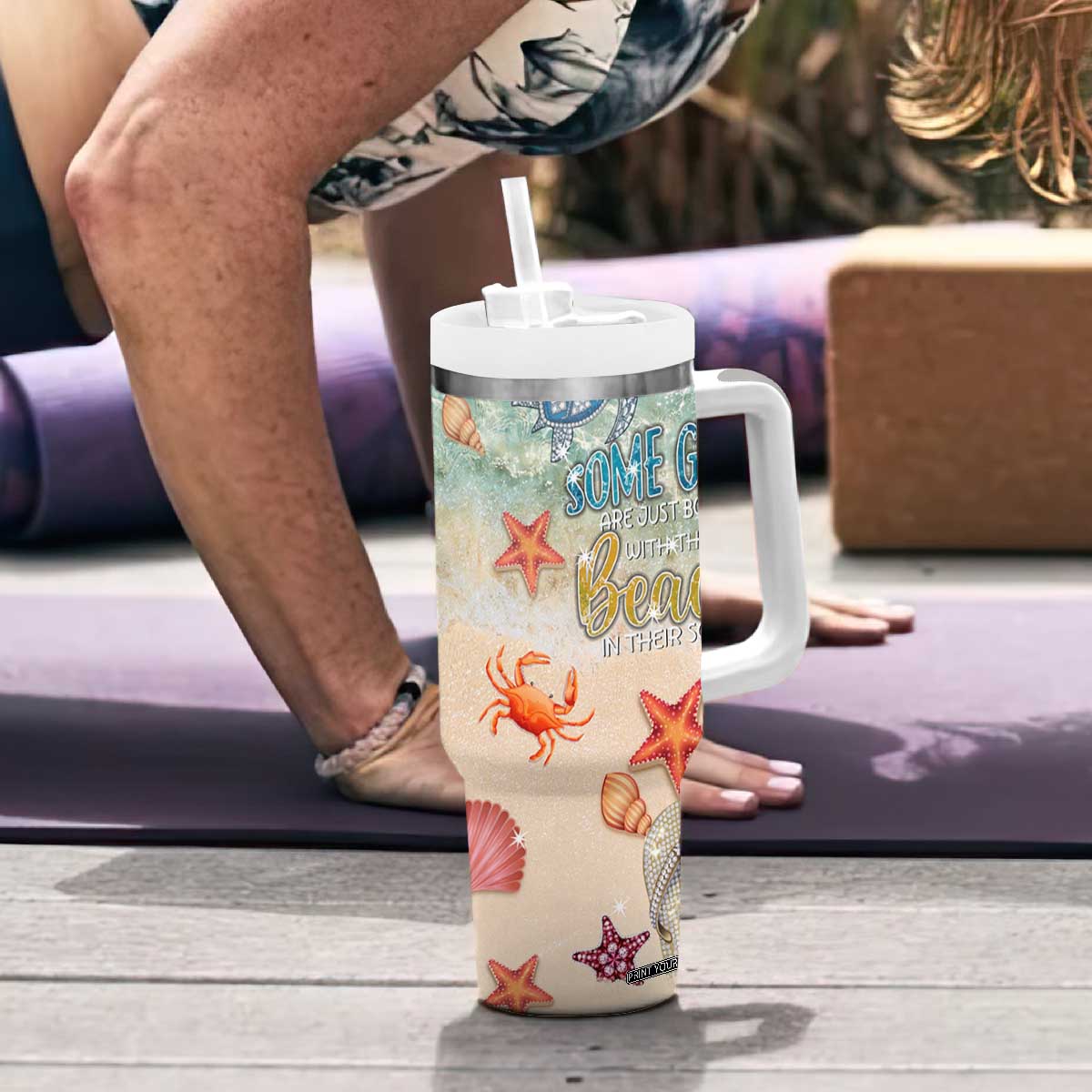 Beach Gifts For Women Tumbler With Handle Some Girls Are Just Born With The Beach In Their Souls TB10 Print Your Wear