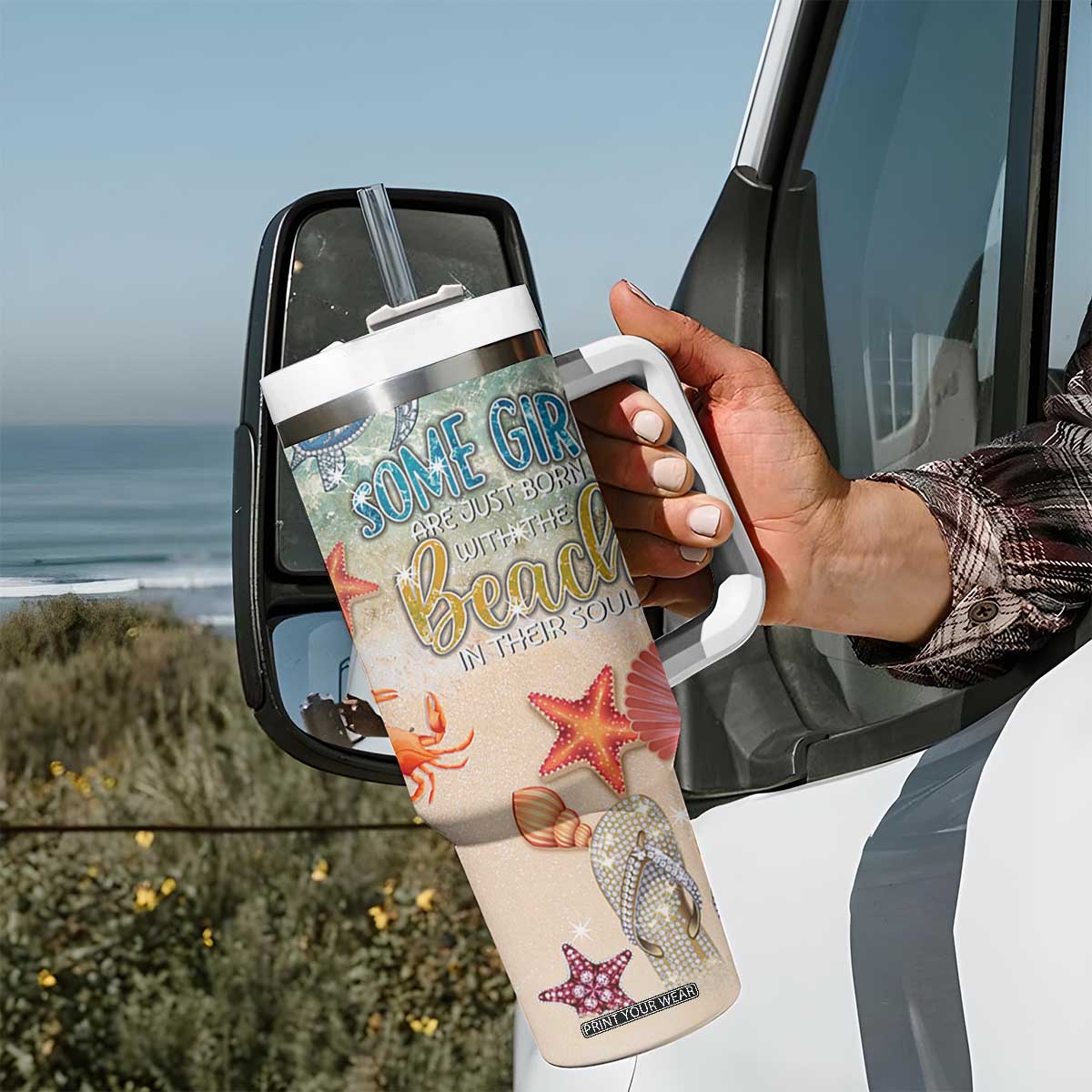 Beach Gifts For Women Tumbler With Handle Some Girls Are Just Born With The Beach In Their Souls TB10 Print Your Wear