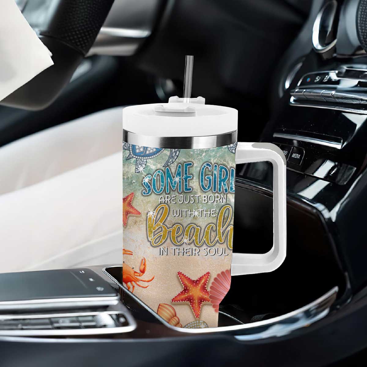 Beach Gifts For Women Tumbler With Handle Some Girls Are Just Born With The Beach In Their Souls TB10 Print Your Wear
