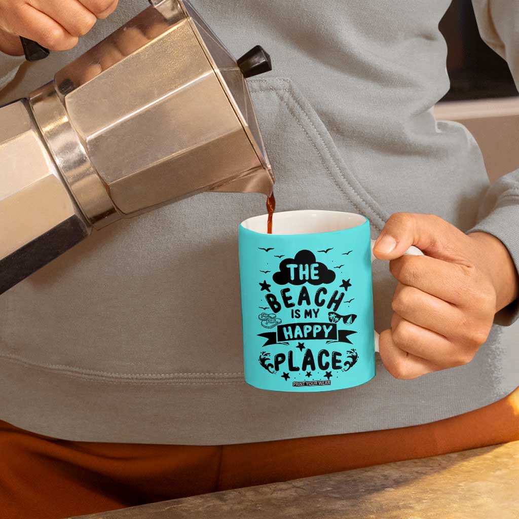 Beach Vacation Coffee Mug The Beach Is My Happy Place Summer Holiday Gift TB10 Print Your Wear