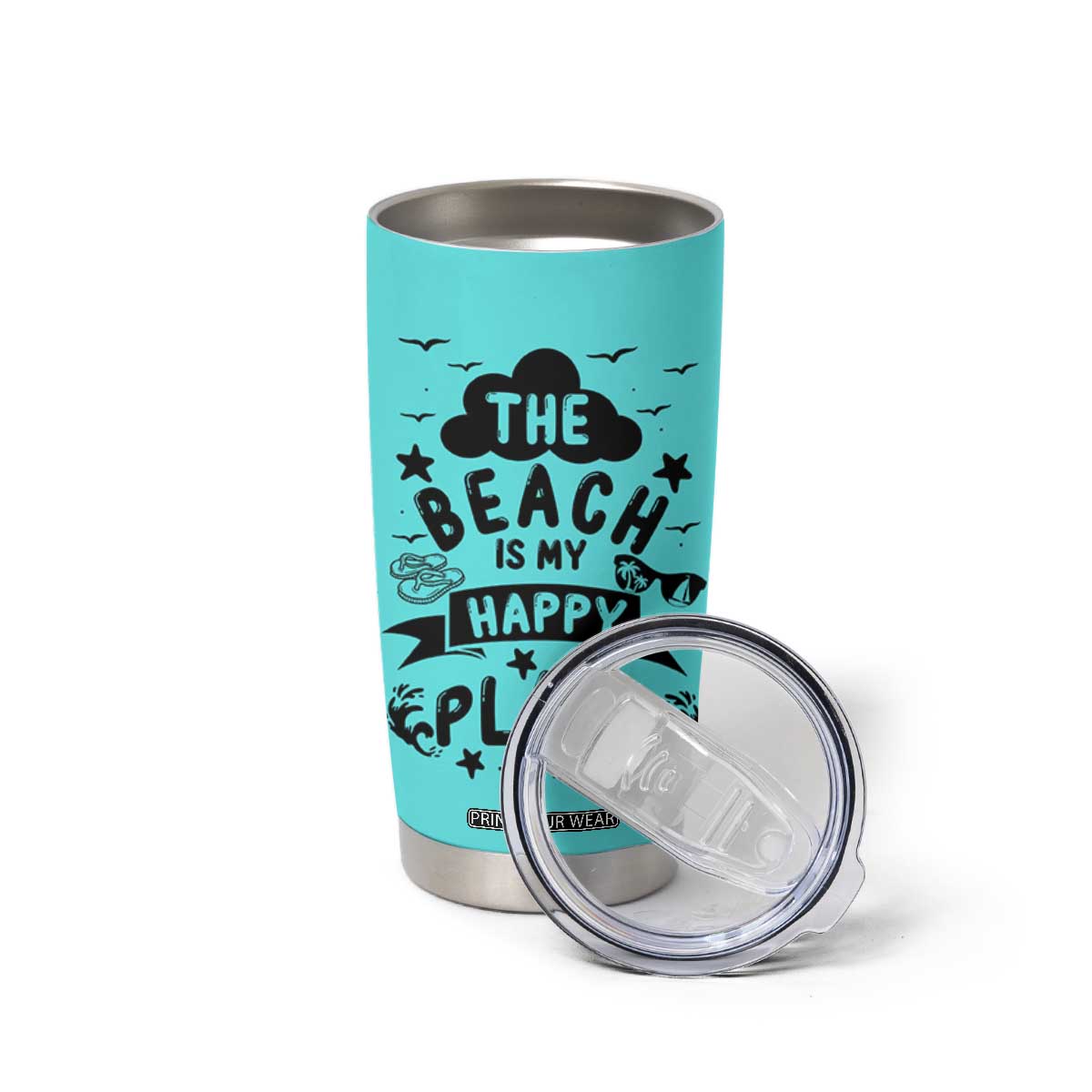 Beach Vacation Tumbler Cup The Beach Is My Happy Place Summer Holiday Gift TB10 Print Your Wear