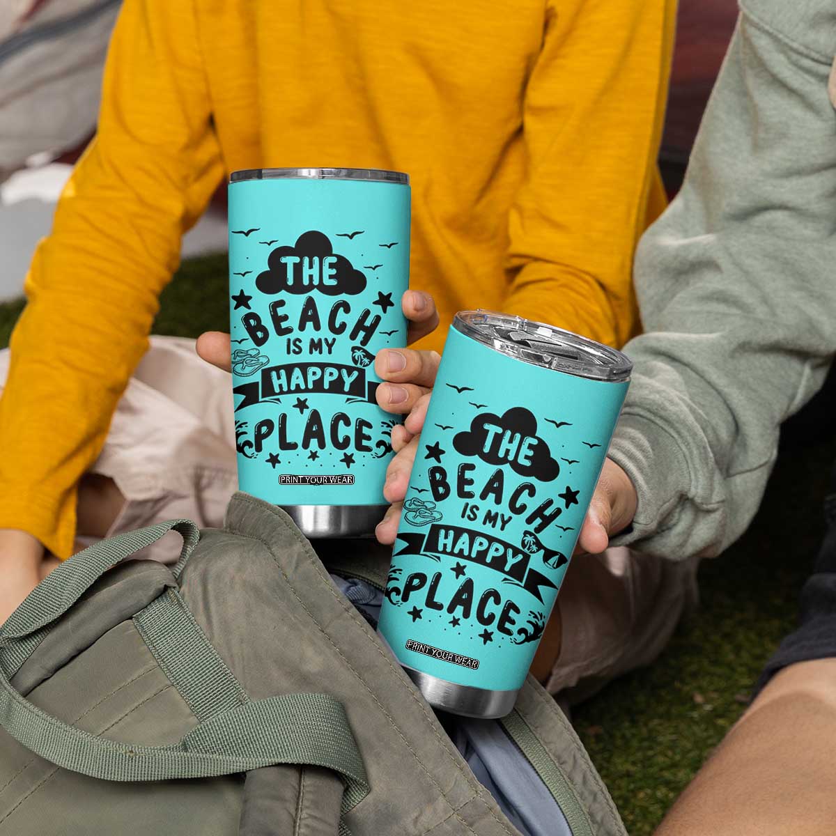 Beach Vacation Tumbler Cup The Beach Is My Happy Place Summer Holiday Gift TB10 Print Your Wear
