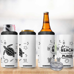 Beach 4 in 1 Can Cooler Tumbler Ocean Animals The Beach Is My Happy Place Summer Holiday Gift TB10 Print Your Wear
