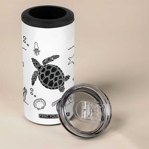 Beach 4 in 1 Can Cooler Tumbler Ocean Animals The Beach Is My Happy Place Summer Holiday Gift TB10 Print Your Wear