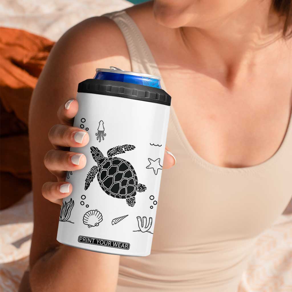 Beach 4 in 1 Can Cooler Tumbler Ocean Animals The Beach Is My Happy Place Summer Holiday Gift TB10 Print Your Wear