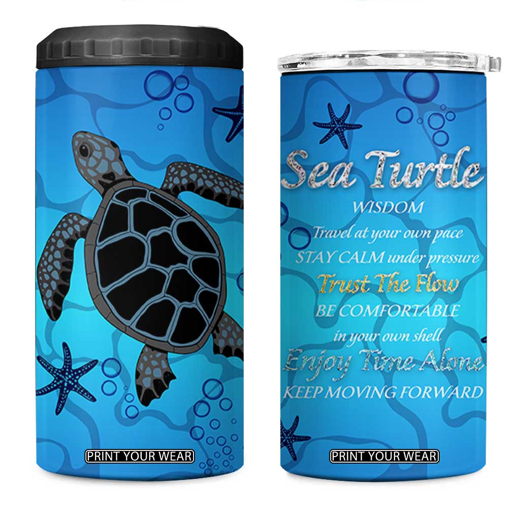 Sea Turtle Gifts For Women 4 in 1 Can Cooler Tumbler Ocean Beach Themed Animal Lover Gift TB10 One Size: 16 oz Blue Print Your Wear