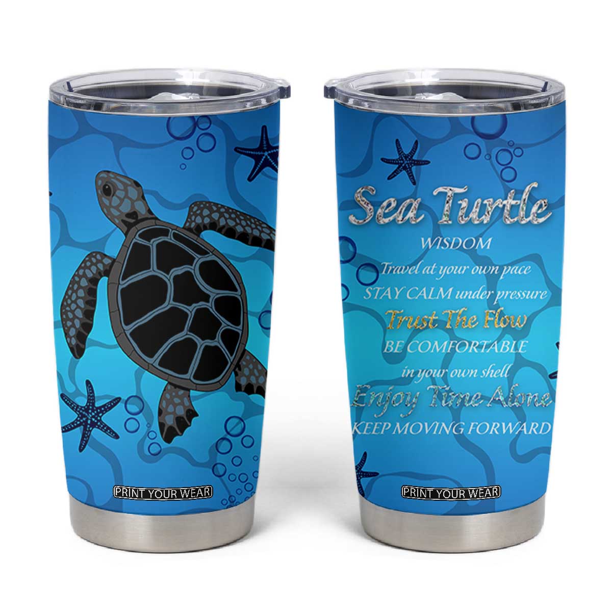 Sea Turtle Gifts For Women Tumbler Cup Ocean Beach Themed Animal Lover Gift TB10 Blue Print Your Wear