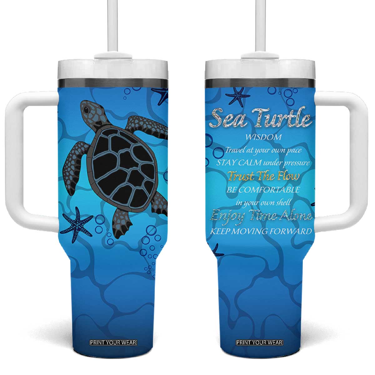 Sea Turtle Gifts For Women Tumbler With Handle Ocean Beach Themed Animal Lover Gift TB10 One Size: 40 oz Blue Print Your Wear