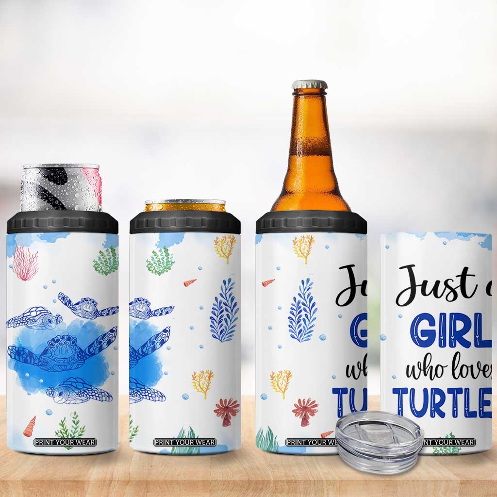 Gifts For Sea Turtle Lovers 4 in 1 Can Cooler Tumbler Cute Animal Lover Gifts For Women Girl TB10 Print Your Wear