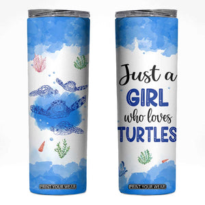 Gifts For Sea Turtle Lovers Skinny Tumbler Cute Animal Lover Gifts For Women Girl TB10 White Print Your Wear