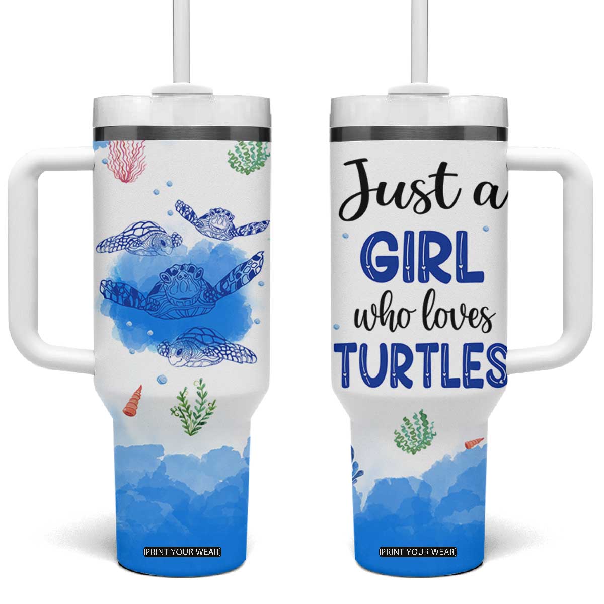 Gifts For Sea Turtle Lovers Tumbler With Handle Cute Animal Lover Gifts For Women Girl TB10 One Size: 40 oz White Print Your Wear