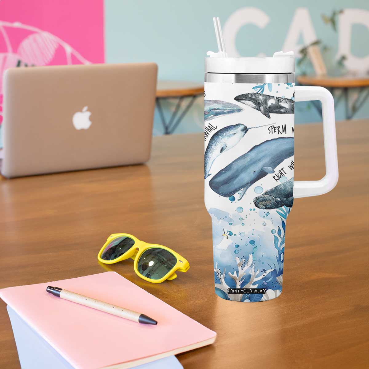 Shark Lovers Tumbler With Handle Ocean Animal Species Of Sharks TB10 Print Your Wear