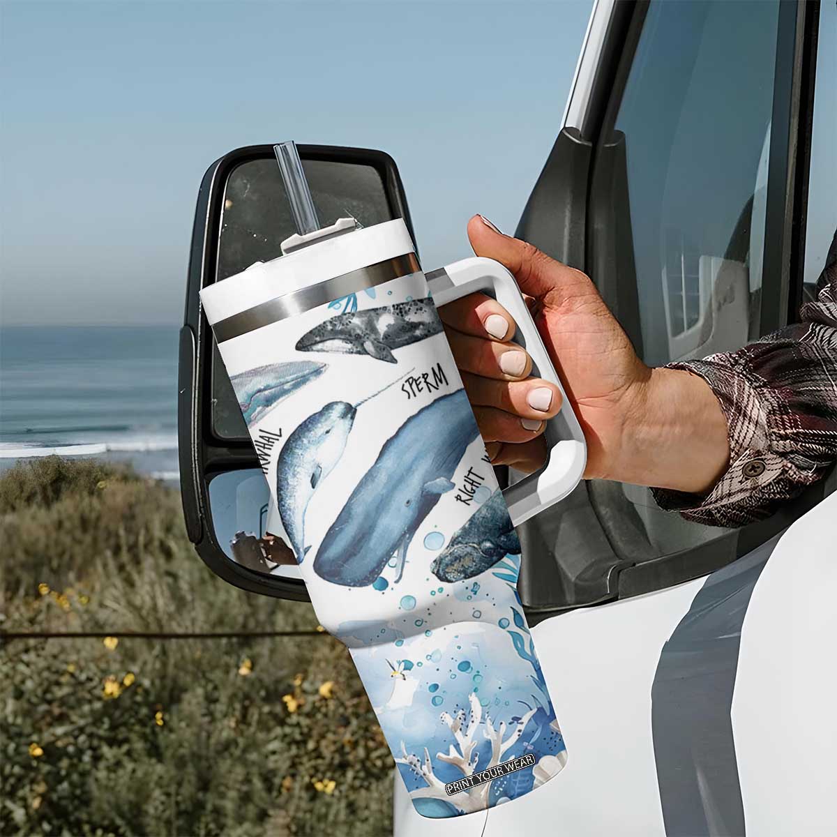 Shark Lovers Tumbler With Handle Ocean Animal Species Of Sharks TB10 Print Your Wear