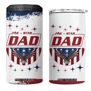 Dad Gifts From Kids 4 in 1 Can Cooler Tumbler Five Star Dad Fathers Day American Flag TB10 One Size: 16 oz White Print Your Wear