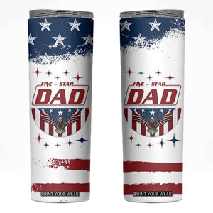 Dad Gifts From Kids Skinny Tumbler Five Star Dad Fathers Day American Flag TB10 White Print Your Wear