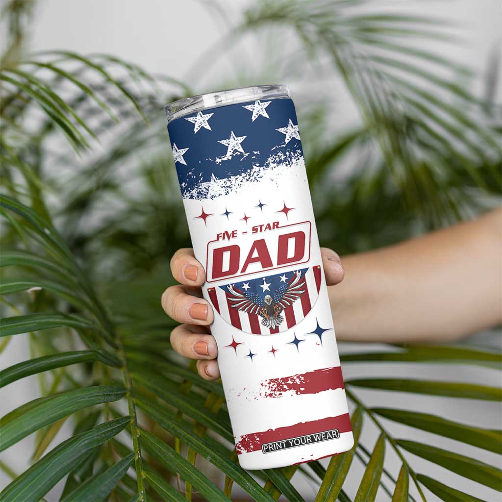 Dad Gifts From Kids Skinny Tumbler Five Star Dad Fathers Day American Flag TB10 Print Your Wear
