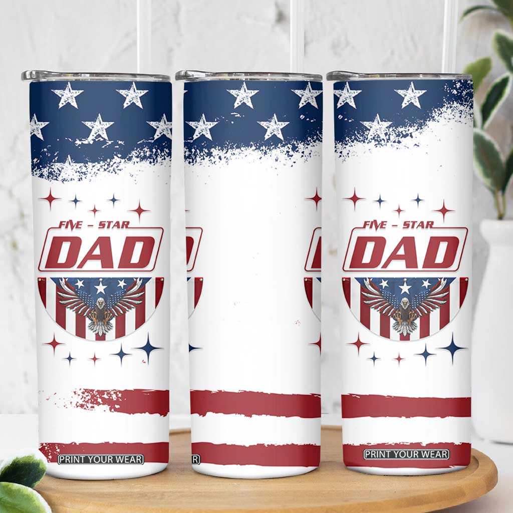 Dad Gifts From Kids Skinny Tumbler Five Star Dad Fathers Day American Flag TB10 Print Your Wear