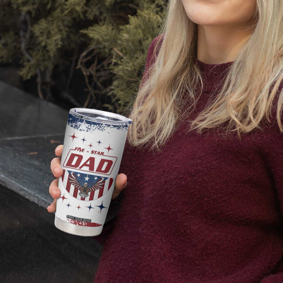 Dad Gifts From Kids Tumbler Cup Five Star Dad Fathers Day American Flag TB10 Print Your Wear