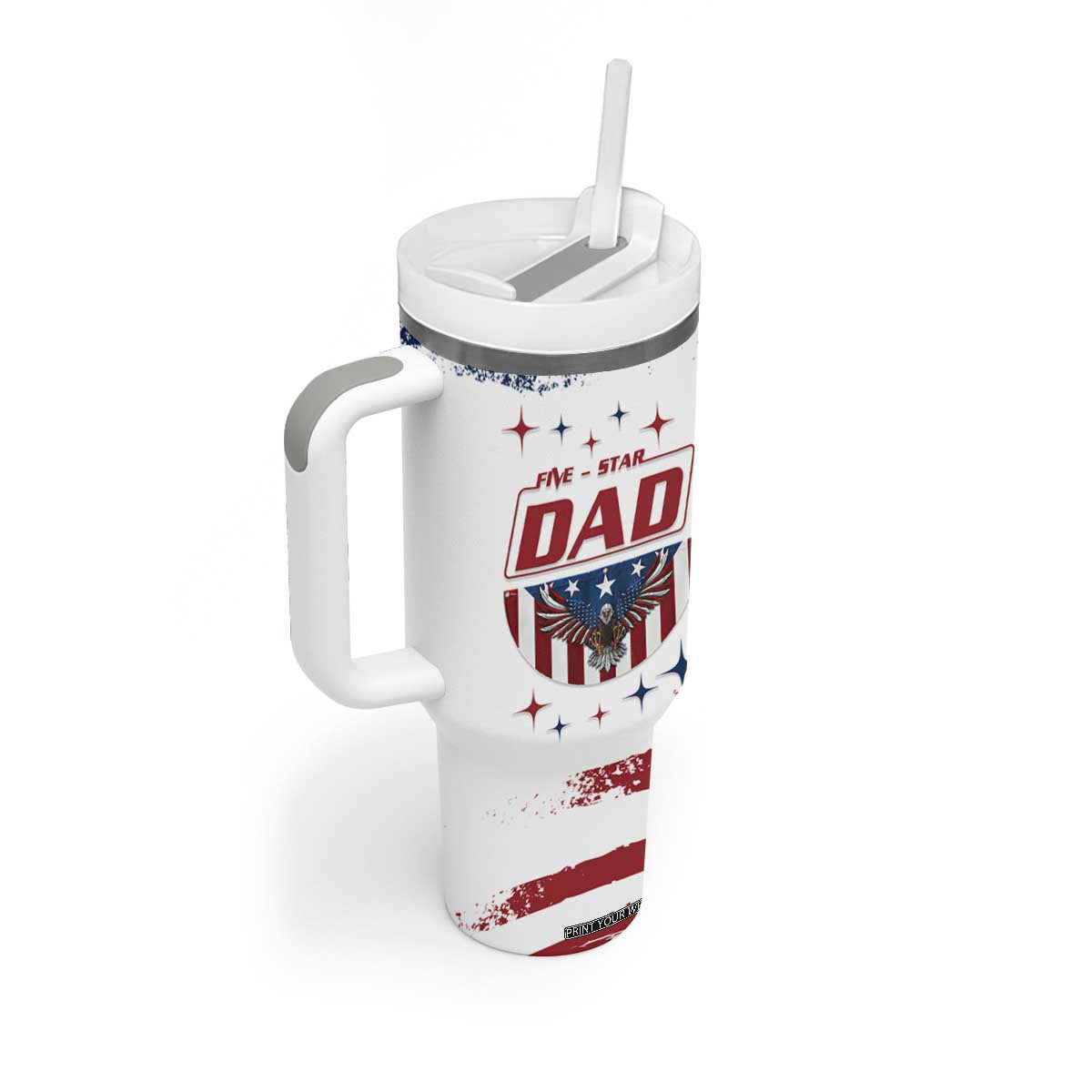 Dad Gifts From Kids Tumbler With Handle Five Star Dad Fathers Day American Flag TB10 Print Your Wear