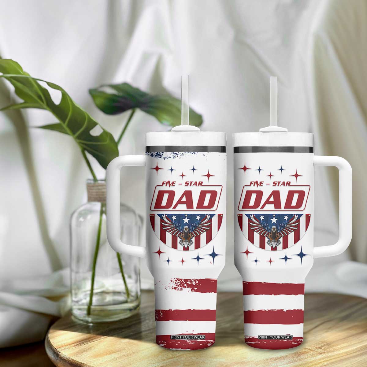 Dad Gifts From Kids Tumbler With Handle Five Star Dad Fathers Day American Flag TB10 Print Your Wear