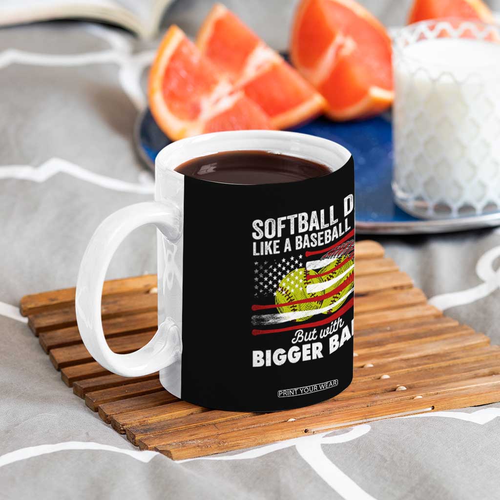 Softball Dad Gifts Coffee Mug Like A Baseball Dad But With Bigger Balls Funny Fathers Day TB10 Print Your Wear