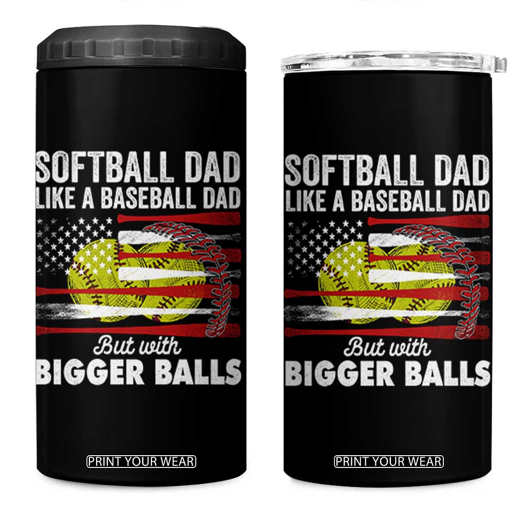 Softball Dad Gifts 4 in 1 Can Cooler Tumbler Like A Baseball Dad But With Bigger Balls Funny Fathers Day TB10 One Size: 16 oz Black Print Your Wear