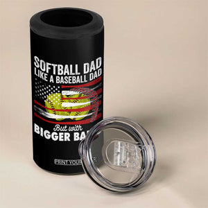 Softball Dad Gifts 4 in 1 Can Cooler Tumbler Like A Baseball Dad But With Bigger Balls Funny Fathers Day TB10 Print Your Wear