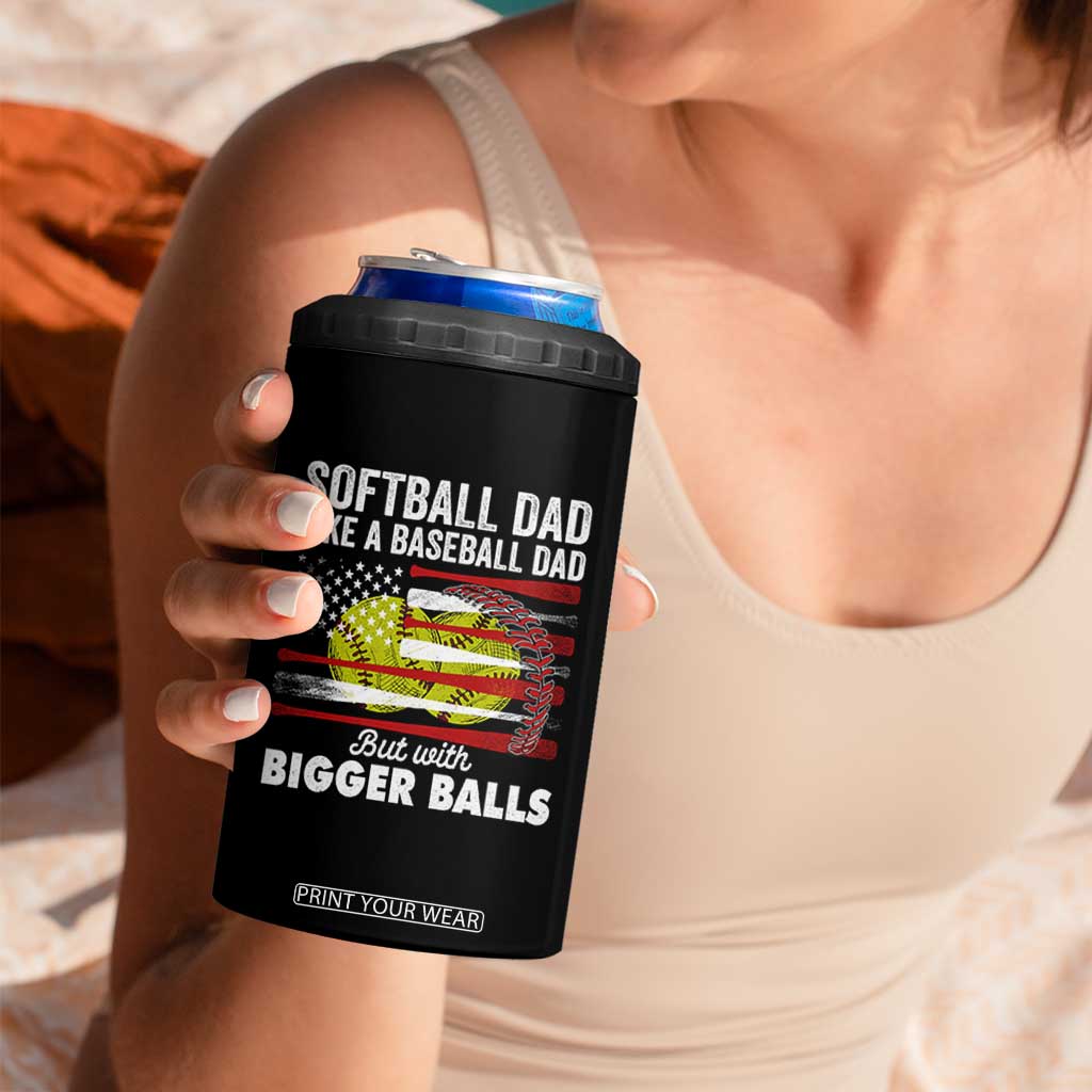 Softball Dad Gifts 4 in 1 Can Cooler Tumbler Like A Baseball Dad But With Bigger Balls Funny Fathers Day TB10 Print Your Wear