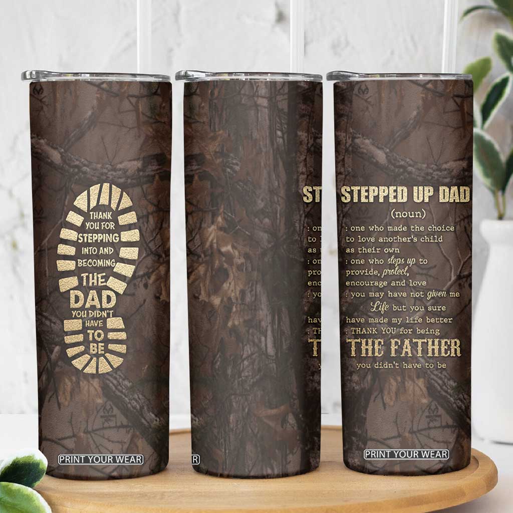 Bonus Dad Gifts Skinny Tumbler Stepdad Stepped Up Dads Daddy Fathers Day Presents Camo TB10 Print Your Wear