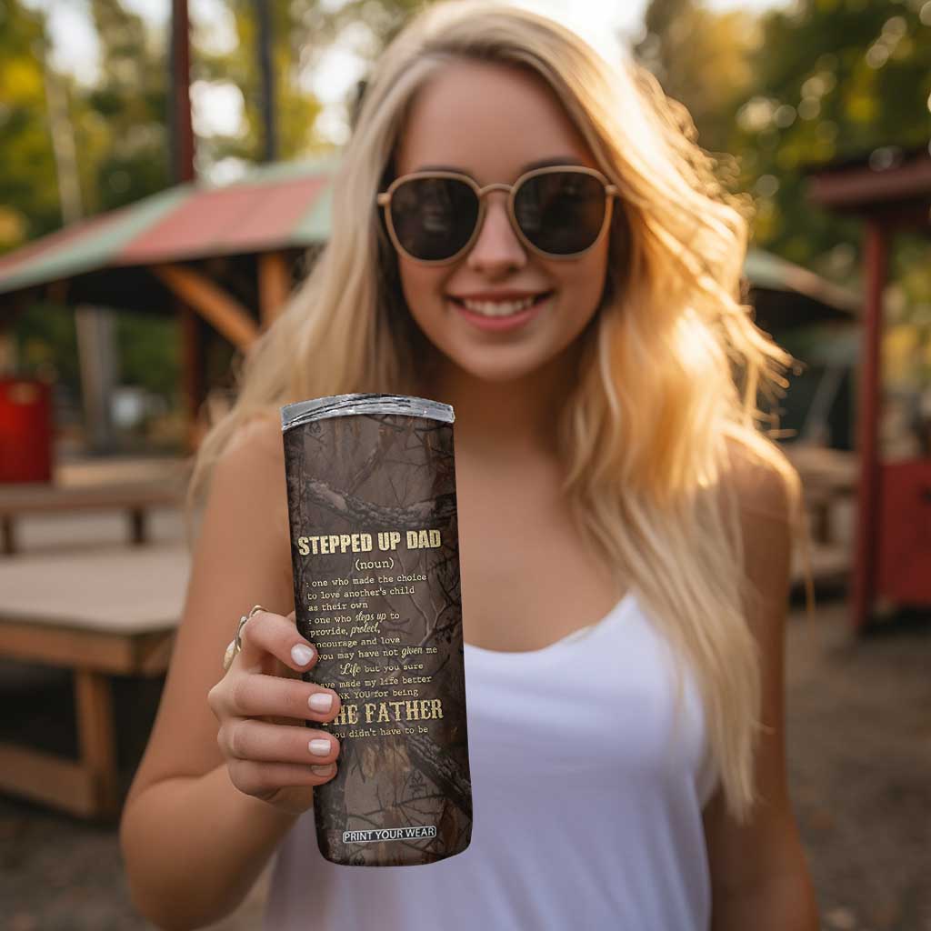 Bonus Dad Gifts Skinny Tumbler Stepdad Stepped Up Dads Daddy Fathers Day Presents Camo TB10 Print Your Wear
