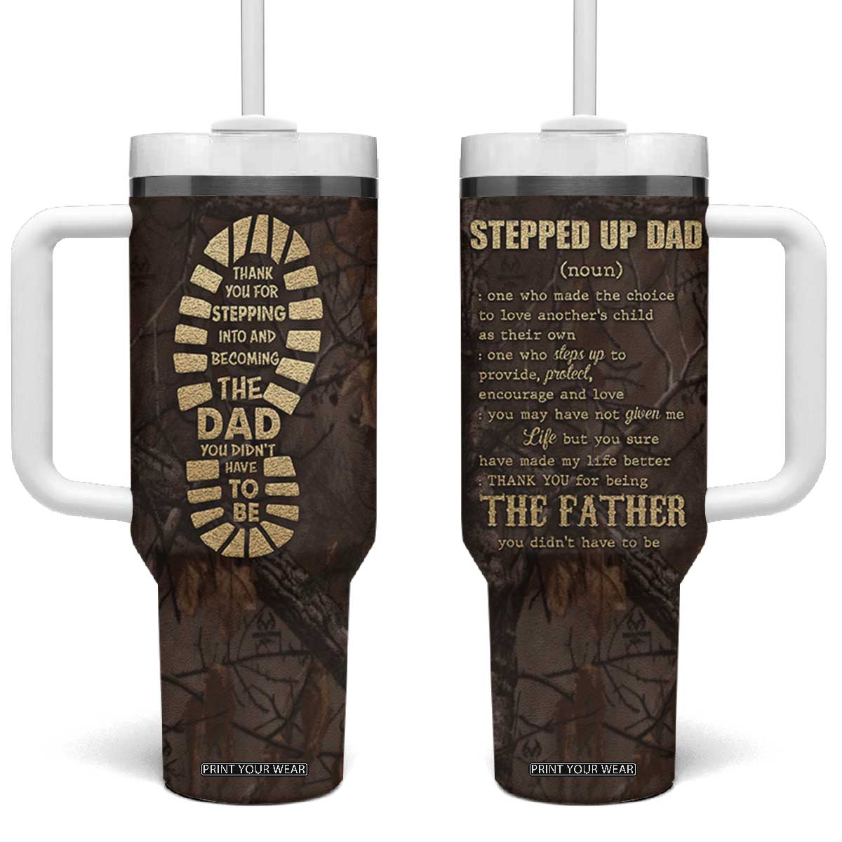 Bonus Dad Gifts Tumbler With Handle Stepdad Stepped Up Dads Daddy Fathers Day Presents Camo TB10 One Size: 40 oz Camo Print Your Wear