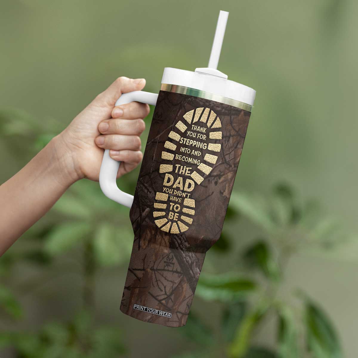 Bonus Dad Gifts Tumbler With Handle Stepdad Stepped Up Dads Daddy Fathers Day Presents Camo TB10 Print Your Wear