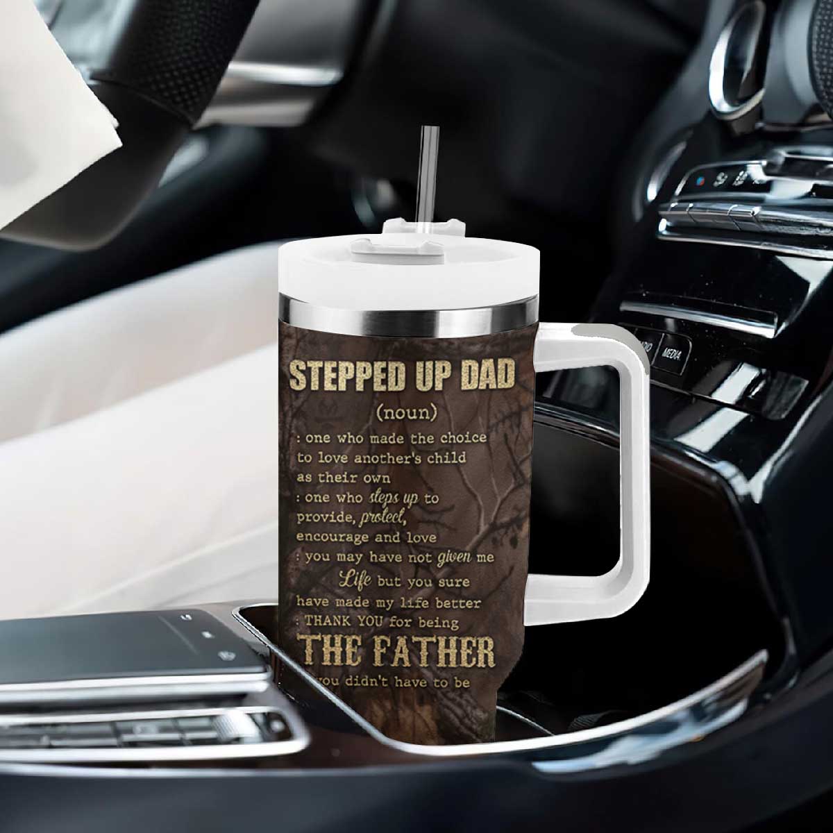 Bonus Dad Gifts Tumbler With Handle Stepdad Stepped Up Dads Daddy Fathers Day Presents Camo TB10 Print Your Wear