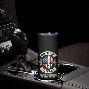 One Badass Stepdad Skinny Tumbler Best Effin Bonus Dad Gifts Stepped Up Dads US Flag Skull TB10 Print Your Wear