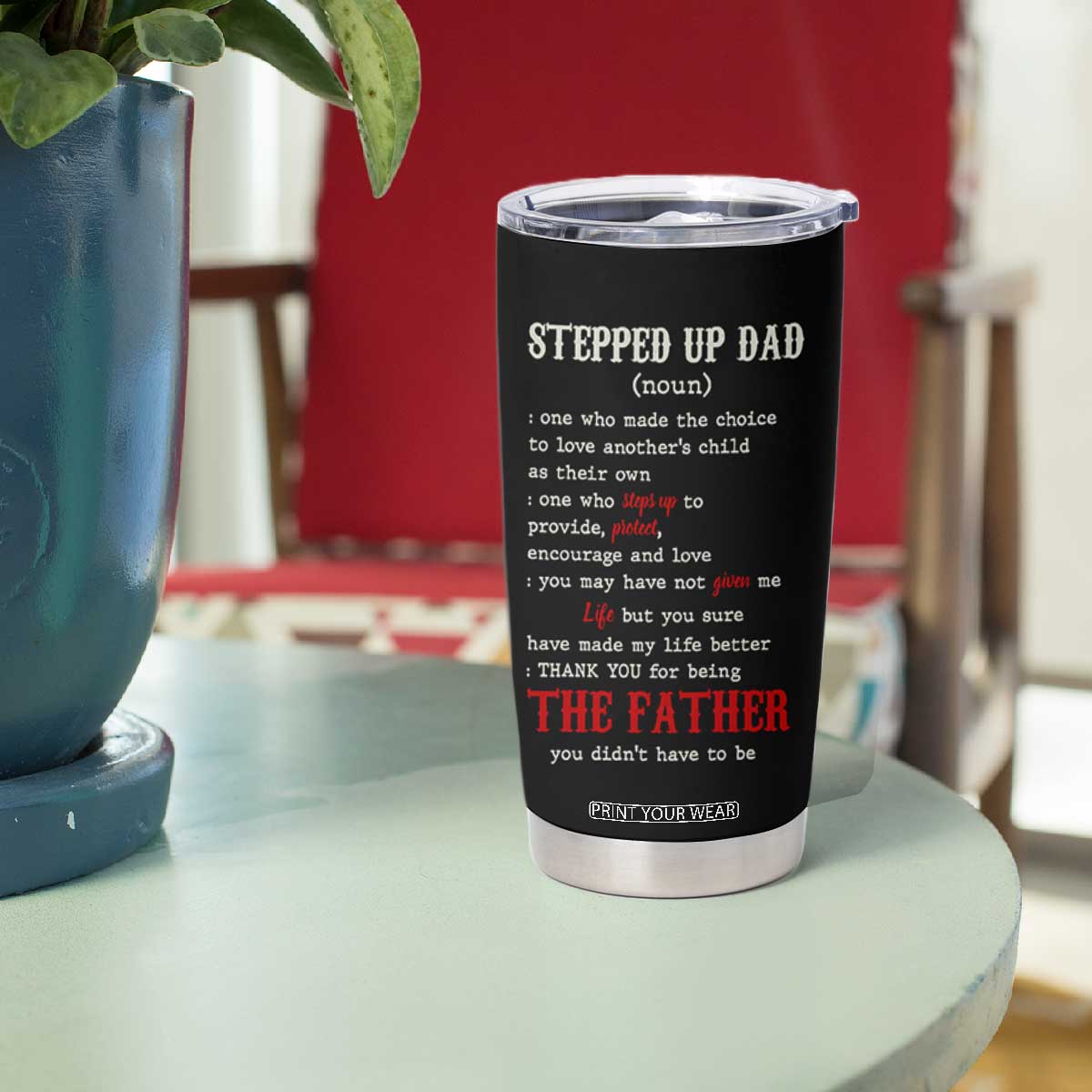 One Badass Stepdad Tumbler Cup Best Effin Bonus Dad Gifts Stepped Up Dads US Flag Skull TB10 Print Your Wear