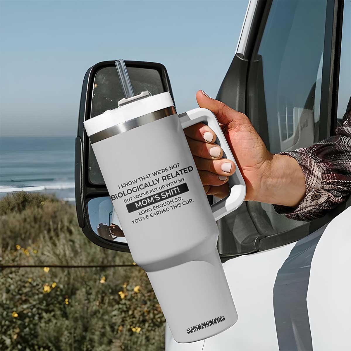 Funny Bonus Dad Gifts Tumbler With Handle Stepdad Fathers Day TB10 Print Your Wear