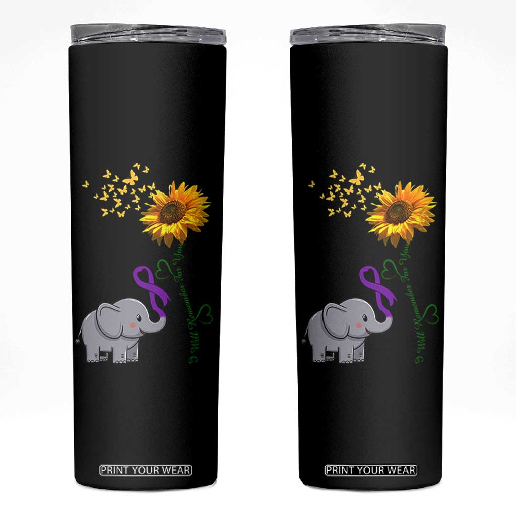 Alzheimer's Awareness Skinny Tumbler I Will Remember For You Support Alzheimer TB10 Black Print Your Wear