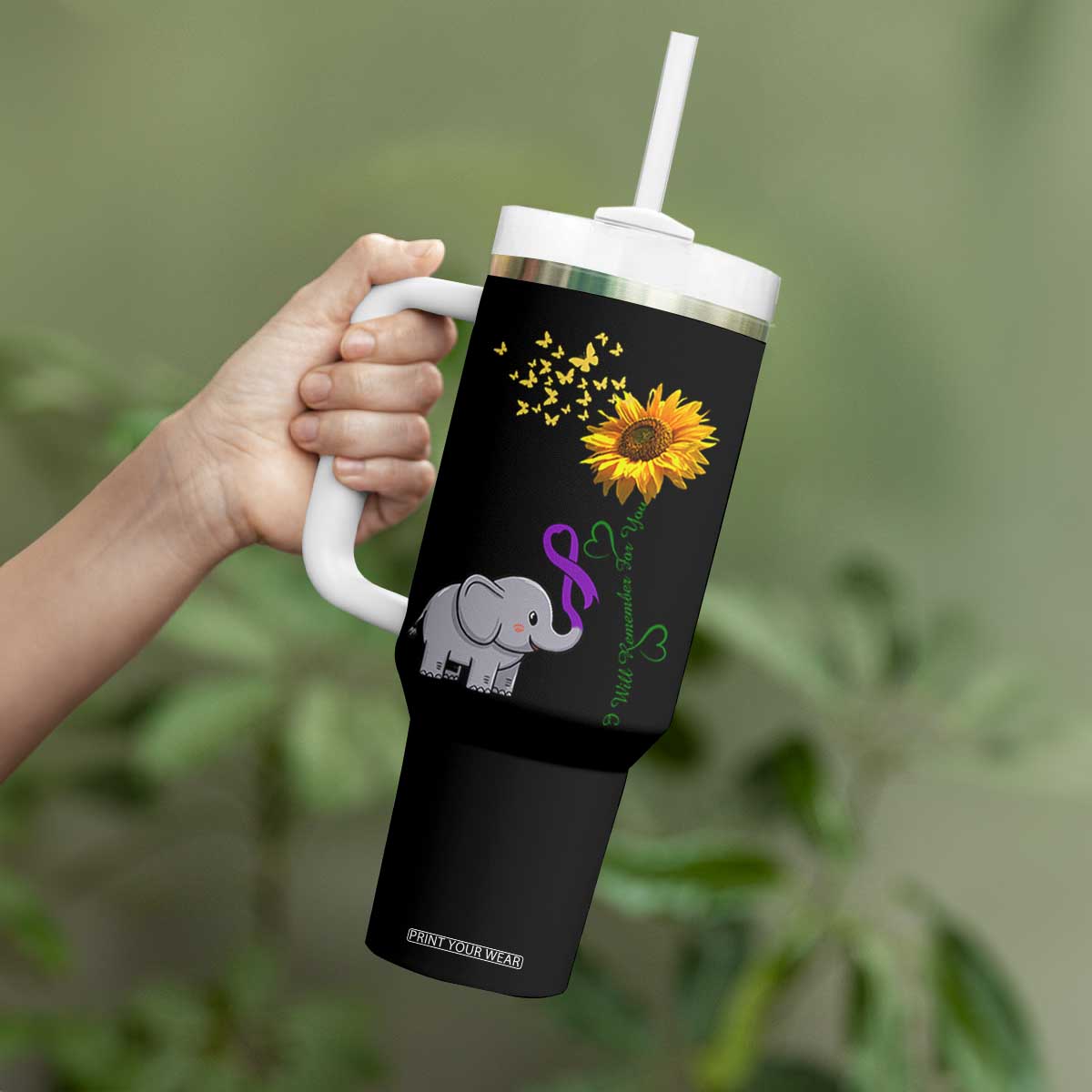 Alzheimer's Awareness Tumbler With Handle I Will Remember For You Support Alzheimer TB10 Print Your Wear