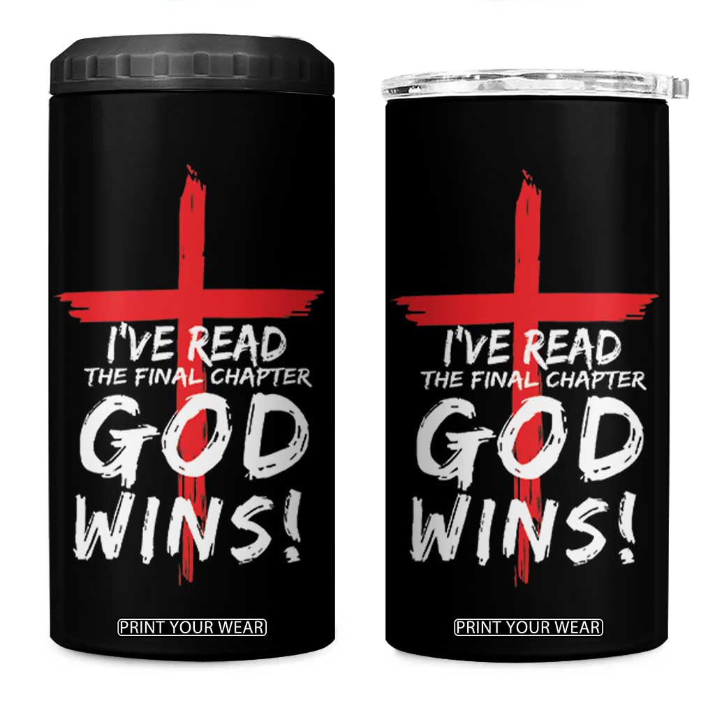Christian Gifts 4 in 1 Can Cooler Tumbler I've Read The Final Chapter God Wins Faith Cross TB10 One Size: 16 oz Black Print Your Wear