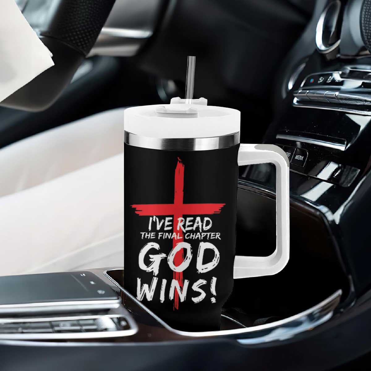 Christian Gifts Tumbler With Handle I've Read The Final Chapter God Wins Faith Cross TB10 Print Your Wear