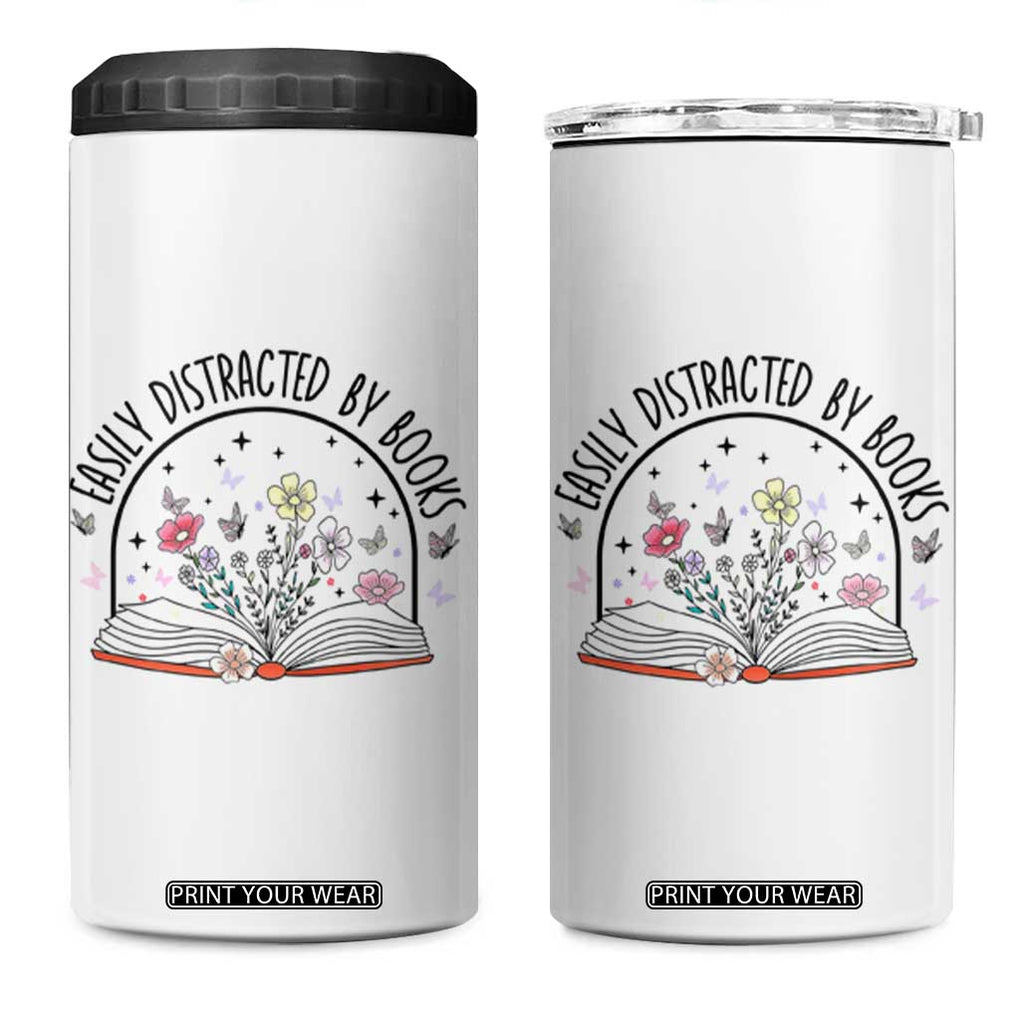 Book Lovers Gifts 4 in 1 Can Cooler Tumbler Easily Distracted By Books Nerds TB10 One Size: 16 oz White Print Your Wear