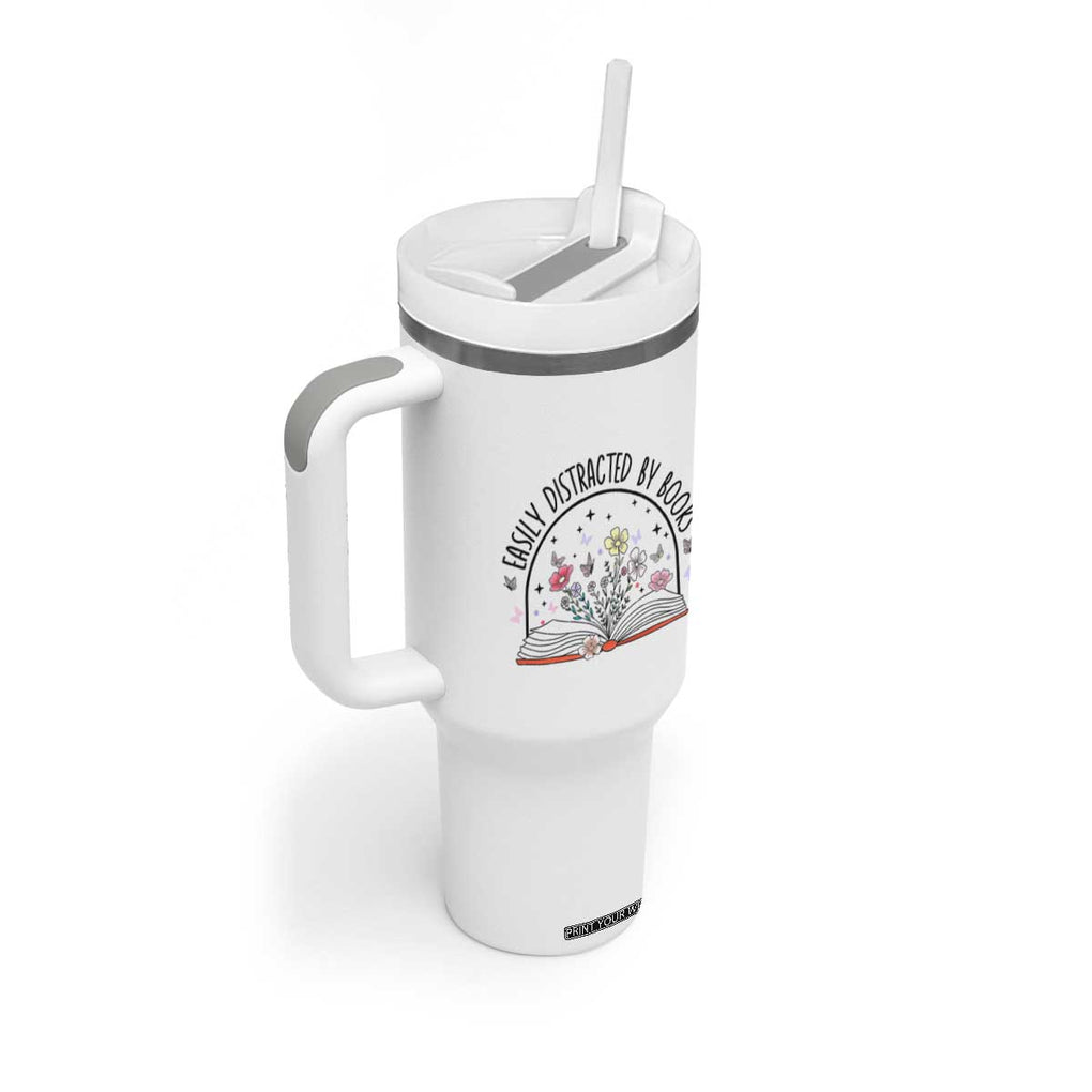 Book Lovers Gifts Tumbler With Handle Easily Distracted By Books Nerds TB10 Print Your Wear