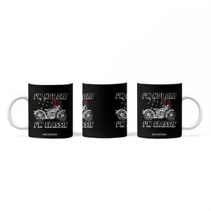 Funny Biker Coffee Mug Im Not Old Im Classic Vintage Motorcycle USA Flag TB10 Print Your Wear