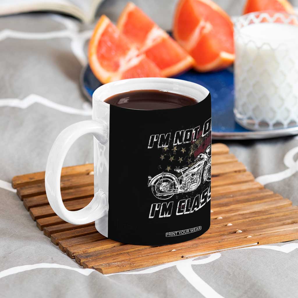 Funny Biker Coffee Mug Im Not Old Im Classic Vintage Motorcycle USA Flag TB10 Print Your Wear